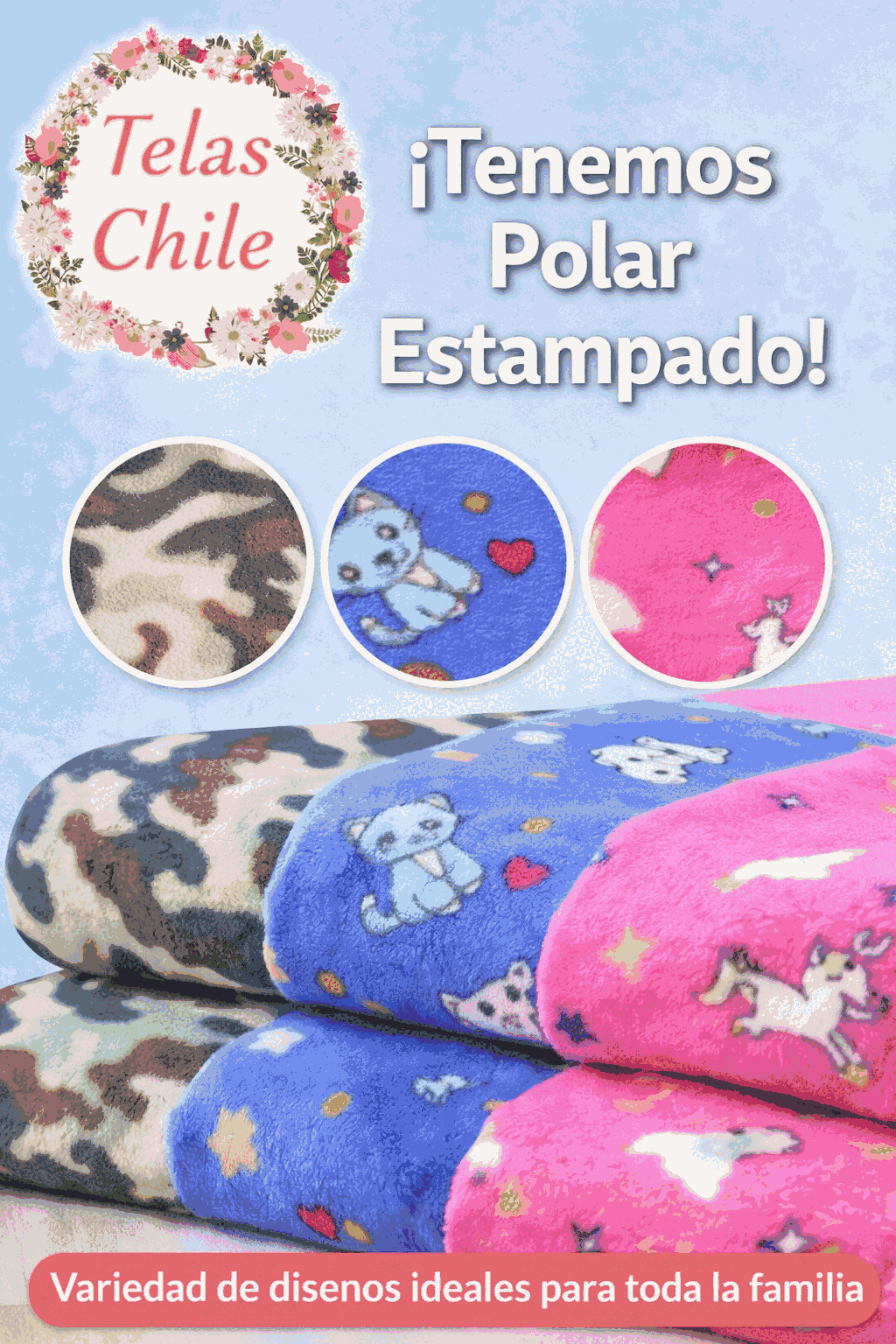 tela polar estampada por metro Telas Chile