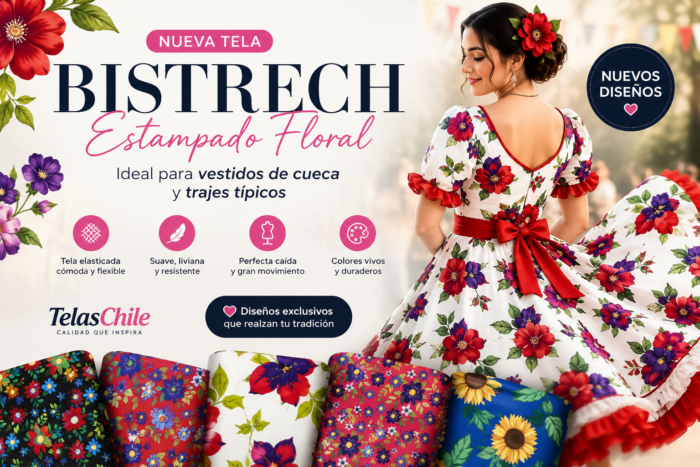 Tela Bistrech Estampado Floral para Vestidos de Cueca